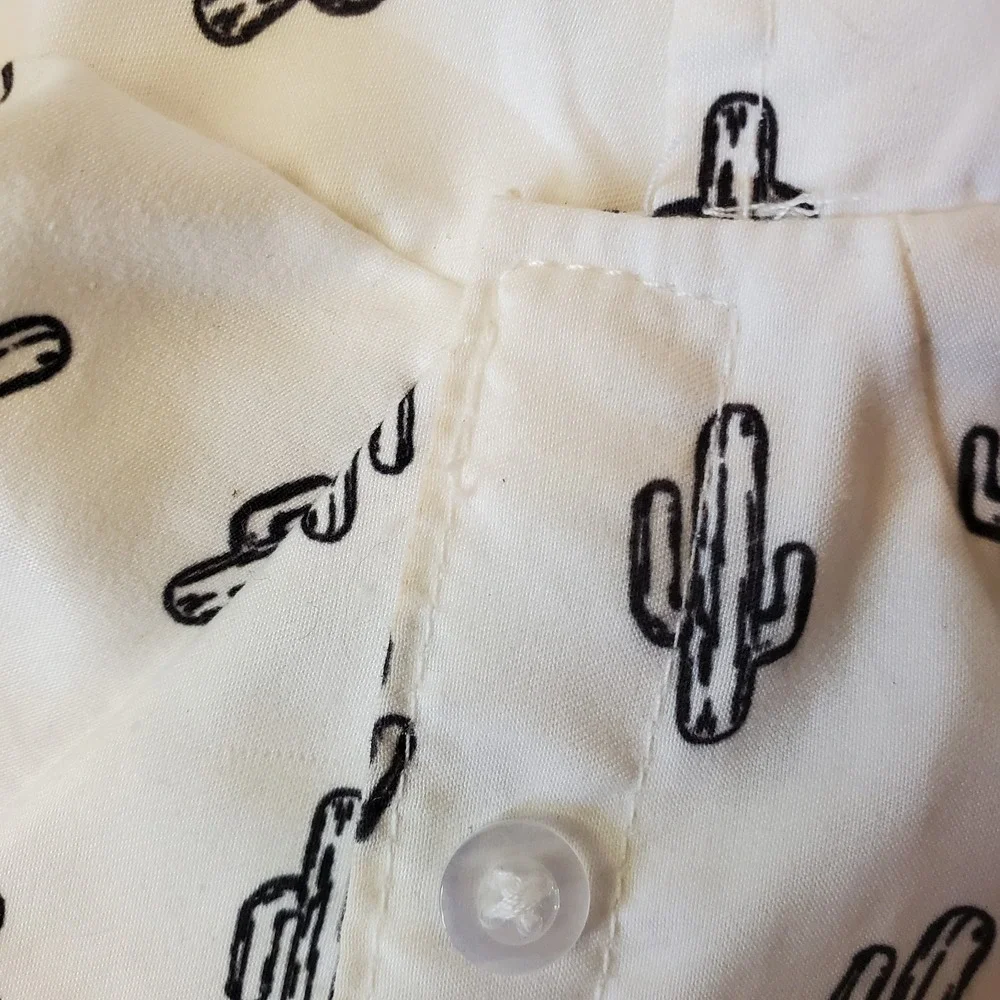 Coat and Tails Dog Puppy‎ Shirt Size S White Black Cactus Summer outfit